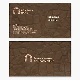 Stonework business card template. Natural stone for construction.
