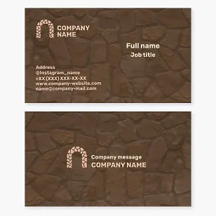 Stonework business card template. Natural stone for construction.