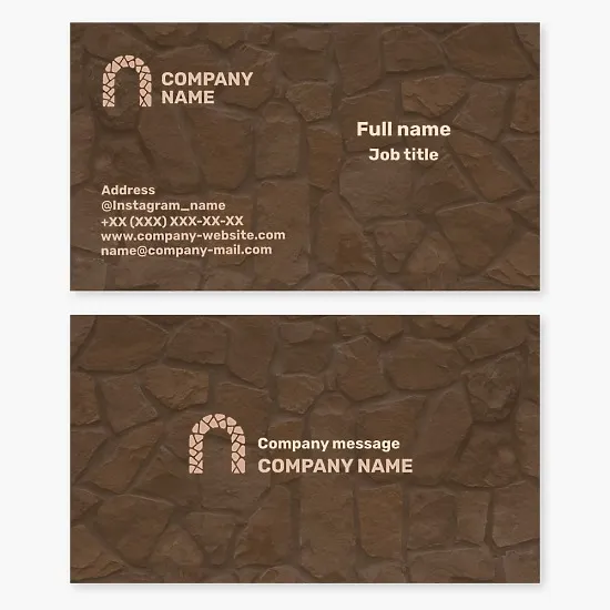 Stonework business card template. Natural stone for construction.