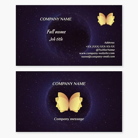 Business card template Faces, butterfly, commonwealth, club, psychology