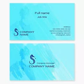 Blue Seahorse Business Card Template