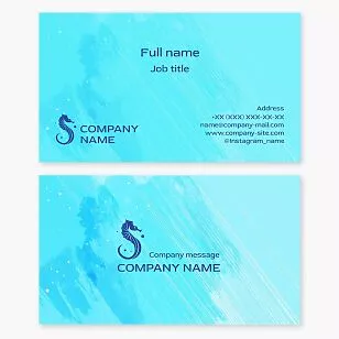 Blue Seahorse Business Card Template