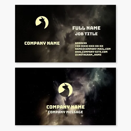 Business card template. Abstract. A bull against a moon. A symbol of power, strength, determination, perseverance, and energy. Zodiac sign: Taurus.