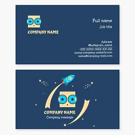 Business card template "Children's space rocket". Club of why-why and know-it-alls. Center of children's creativity.