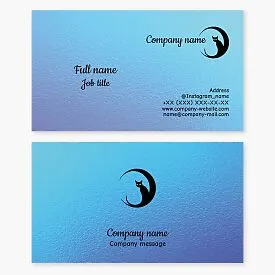 Business card template. Abstract. Black cat, Moon.