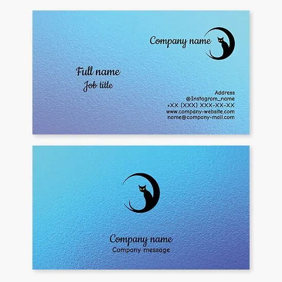 Business card template. Abstract. Black cat, Moon.