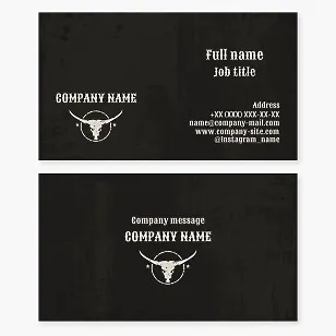 Business card template. Clothing design, tattoos, Wild West culture, rock, motorcycles. A symbol of strength, power, perseverance, a wild, unbridled spirit, and courage.