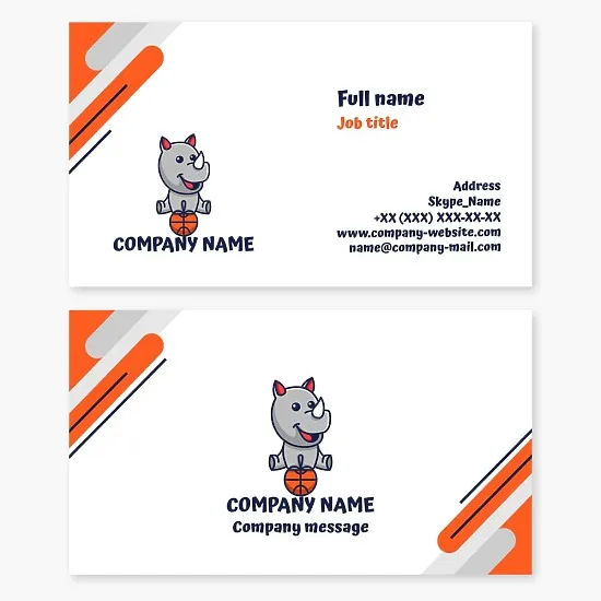 Rhino Basketball Business Card Template. Kids Basketball Team.