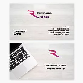 Business card template. Abstraction. Eagle, laptop. Letter R.