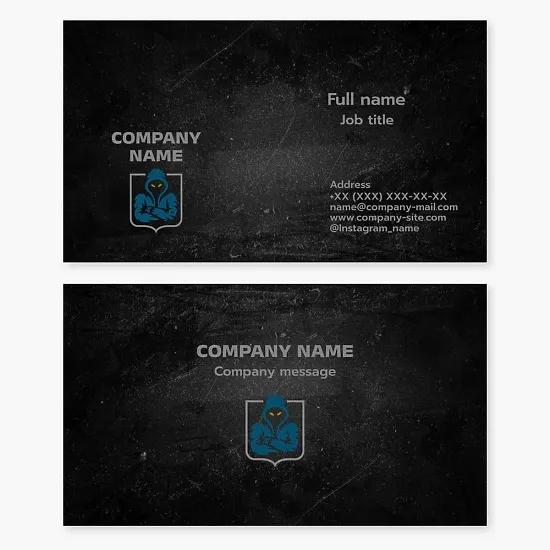 Business card template. Mystery, anonymity, security, cybersecurity, gaming theme.