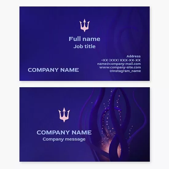 Poseidon Trident Blue Ocean Business Card Template