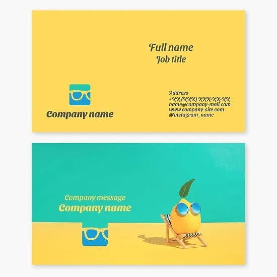 Business card template. Sunglasses.