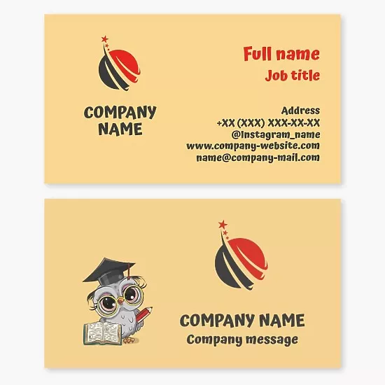 Business card template Education for children, private lessons