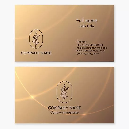 Plant Leaf Nature Icon | Brown Bronze Business Card Template