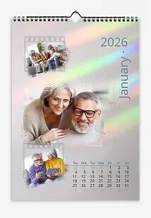 Photographs of an elderly couple with film frames against a shiny background refracted by the sun.