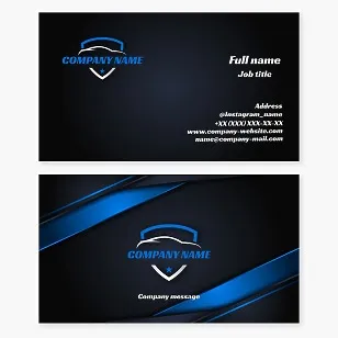 Car business card template. Shield, car, car insurance.