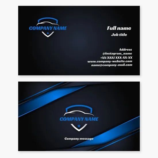 Car business card template. Shield, car, car insurance.