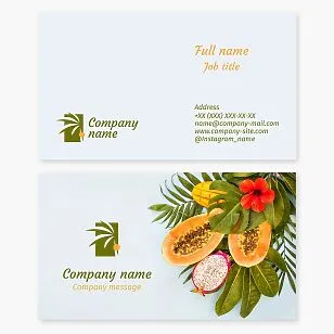 Business card template. Tropical fruits.