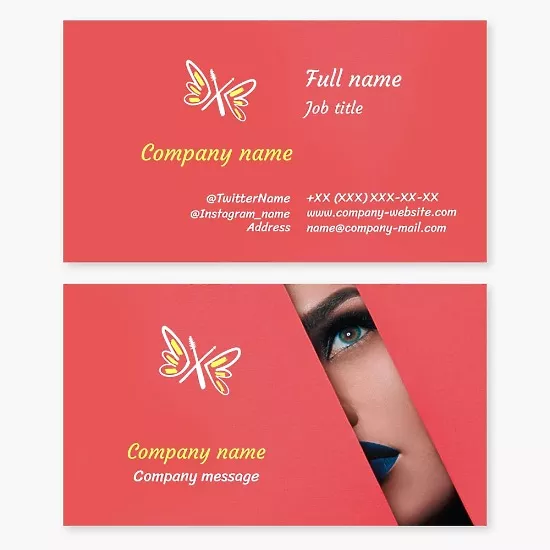 Business card template Stylist, makeup artist, Letter X
