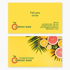 Business card template. Citrus. Letter O.