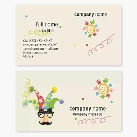 Business card template Event company for children, clown, Letter O