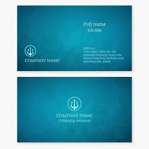 Business card template. Trident. Symbol of power over the seas. Letter O.