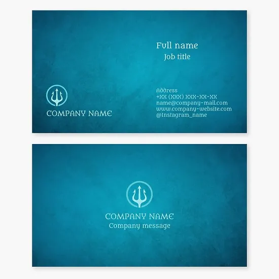 Business card template. Trident. Symbol of power over the seas. Letter O.