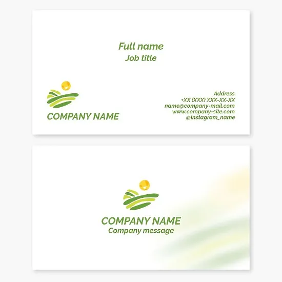 Business card template. Agricultural company.