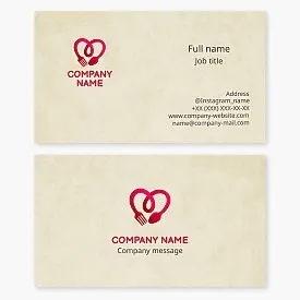 Heart Shape Fork & Spoon Logo | Restaurant Business Card Template