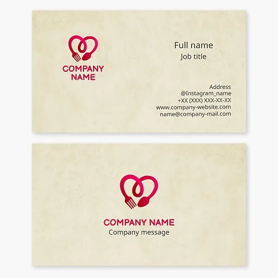 Heart Shape Fork & Spoon Logo | Restaurant Business Card Template