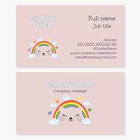 Business card template Cat, rainbow