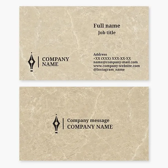 Business card template. Pen. Writer, screenwriter, poet, novelist.