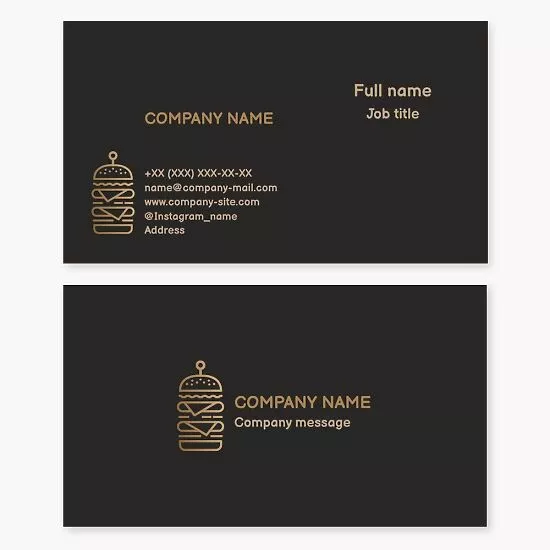 Business card template. Cafe. Sandwich.