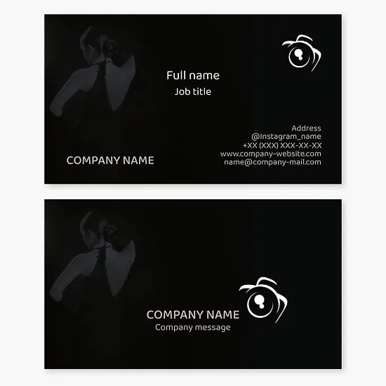 Photographer business card template. Photo studio.