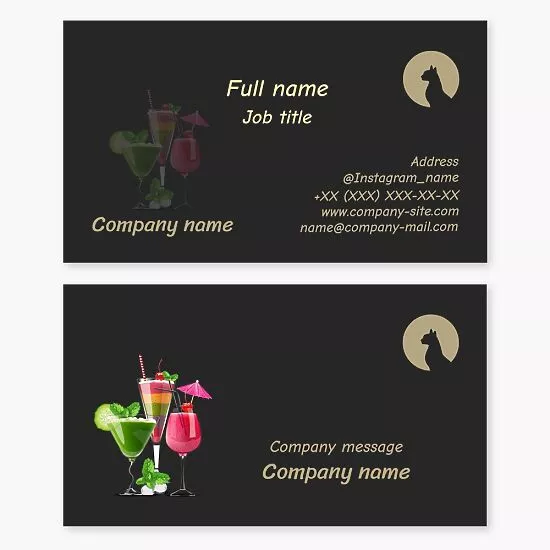 Cocktail Alcoholic Drinks | Bartender Business Card Template