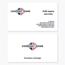 Business card template. US flag stylized as a shield. Patriotism.