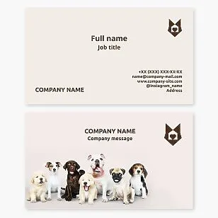 Business card template. Dog shelter. Homeless, lost, abandoned dogs. Dog, heart, love.