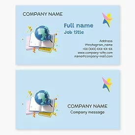 Open Book Globe School Graphic Business Card Template