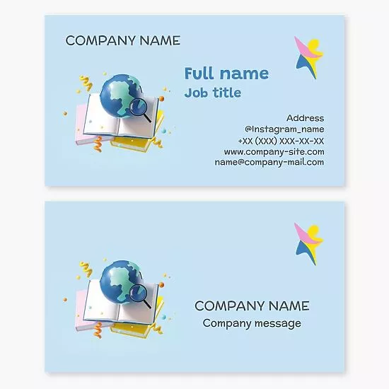 Open Book Globe School Graphic Business Card Template