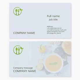 Business card template. Organic food. Vegan restaurant.
