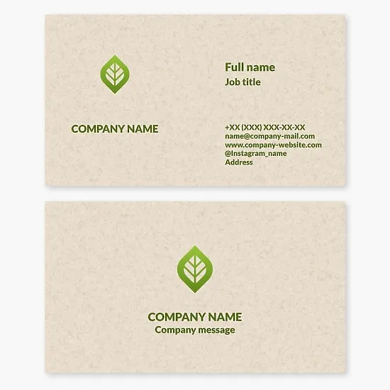 Business card template. Plant leaf. Agricultural company.