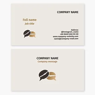 Coffee Bean Bubble Chat Business Card Template. Cafe.
