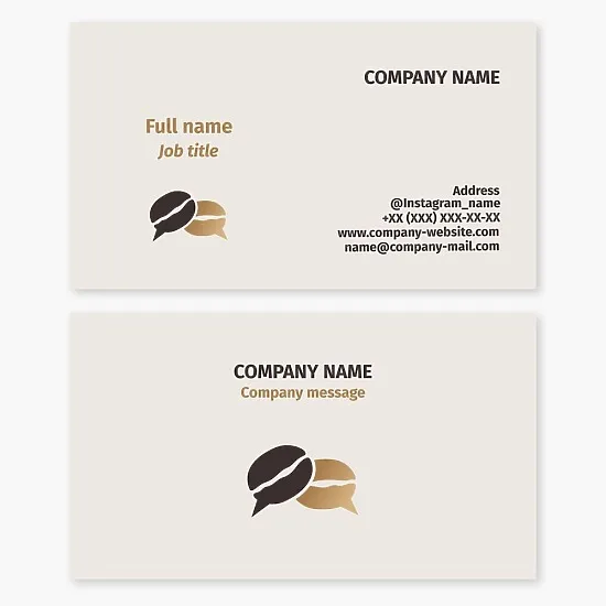 Coffee Bean Bubble Chat Business Card Template. Cafe.