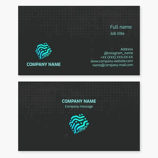 Abstract cube design business card template. Digital technology.