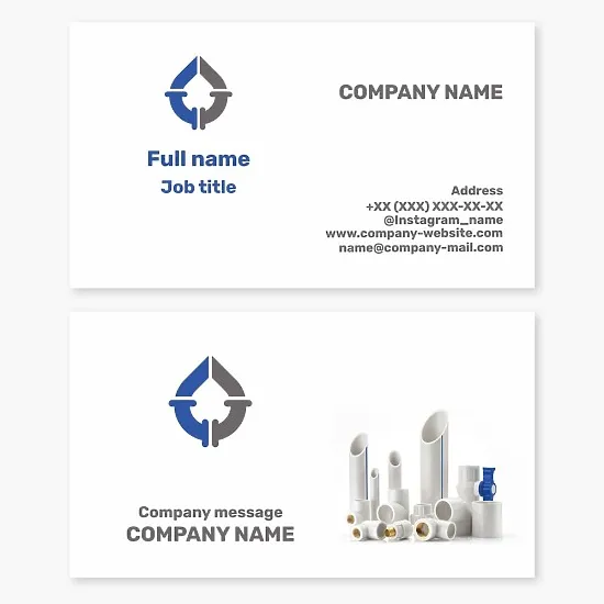 Business card template Accessories and materials for water supply and sewerage