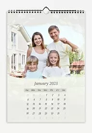 Calendar template Happy family with children near their home