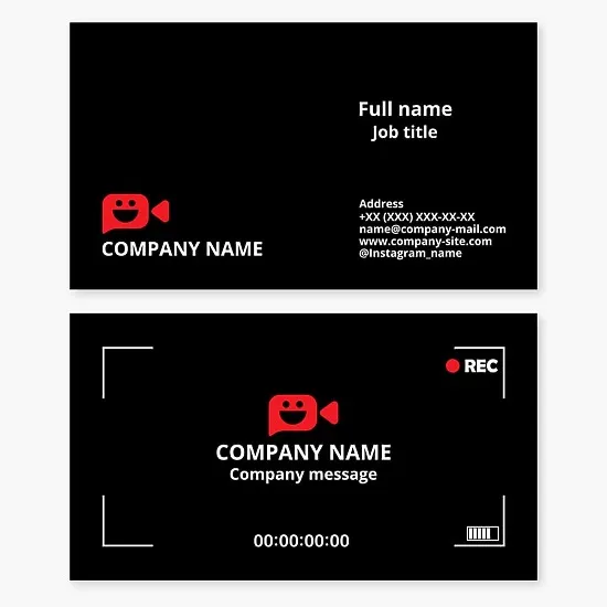 Business card template. Event videography services.