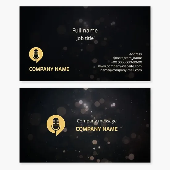 Business card template. Microphone, radio podcast, radio presenter.