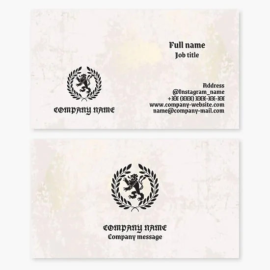 Laurel Wreath and Lion Logo Business Card Template