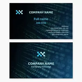 Business card template. Abstraction. Technologies. Two letters X.